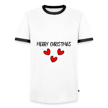 WEIHNACHTEN. FROHE WEIHNACHTEN. FROHE WEIHNACHTEN. NEUJAHRSTAG - Männer Kontrast-T-Shirt - Weiß/Schwarz - Vorne - AI Model Female 172 light (172cm) & AI Model Male 178 dark (178cm)