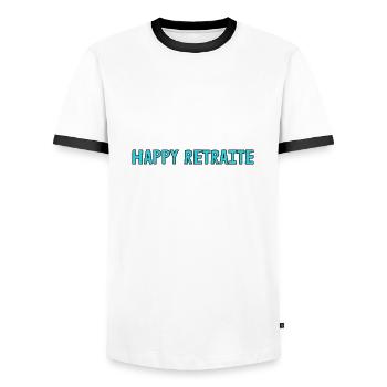 RETRAITE. RETRAITE. RETRAITEE. RETRAITE. BEST - T-shirt contrasté Homme - blanc/noir - Devant - AI Model Female 172 light (172cm) & AI Model Male 178 dark (178cm)