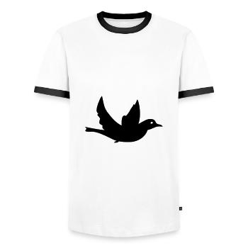Oiseau Colombe de la paix Noir nuit plume ailes - T-shirt contrasté Homme - blanc/noir - Devant - AI Model Female 172 light (172cm) & AI Model Male 178 dark (178cm)