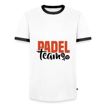 Padel Tennis Paddle Padel Ball Pagayer Padel Tennis - T-shirt contrasté Homme - blanc/noir - Devant - AI Model Female 172 light (172cm) & AI Model Male 178 dark (178cm)