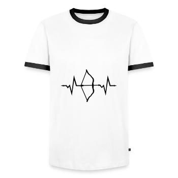 Archery, Bow and Arrow Heartbeat, 2 colors - Men's Ringer Shirt - white/black - Front - AI Model Female 172 light (172cm) & AI Model Male 178 dark (178cm)