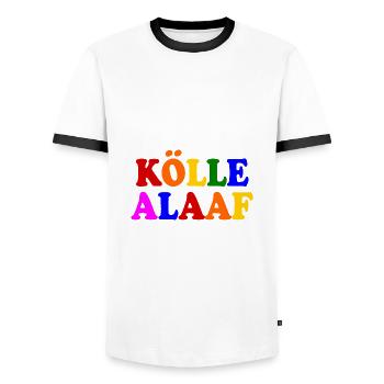 Kölle alaaf - Männer Kontrast-T-Shirt - Weiß/Schwarz - Vorne - AI Model Female 172 light (172cm) & AI Model Male 178 dark (178cm)