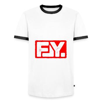 FLY Paragliding Logo - Männer Kontrast-T-Shirt - Weiß/Schwarz - Vorne - AI Model Female 172 light (172cm) & AI Model Male 178 dark (178cm)