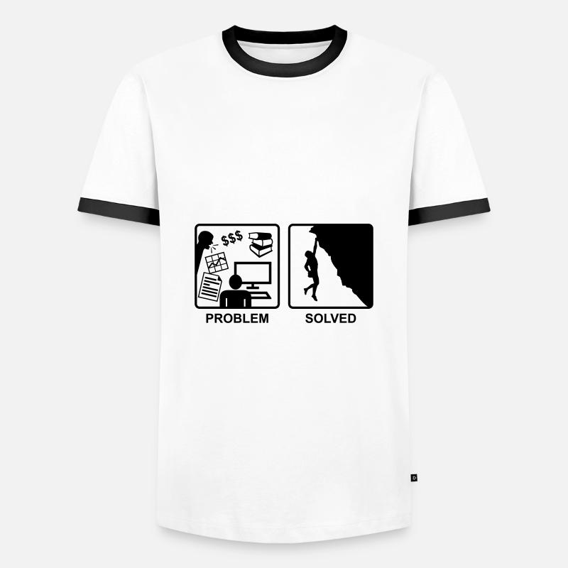 Klettern = Problem gelöst - Männer Kontrast-T-Shirt - Weiß/Schwarz