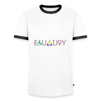 Equality LGBT Spruch Geschenk Pride Rechte - Männer Kontrast-T-Shirt - Weiß/Schwarz - Vorne - AI Model Female 172 light (172cm) & AI Model Male 178 dark (178cm)