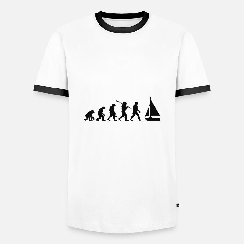 Evolution Segelboot Boot - Männer Kontrast-T-Shirt - Weiß/Schwarz