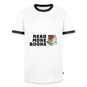 Read more books - T-shirt contrasté Homme - blanc/noir - Devant - AI Model Female 172 light (172cm) & AI Model Male 178 dark (178cm)