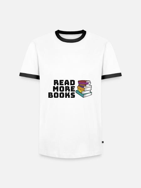 Read more books - Men's Ringer Shirt - white/black