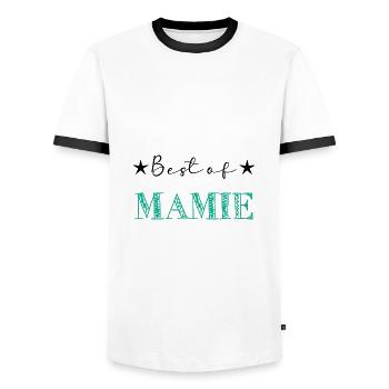 BONNE FÊTE MAMAN. MAMAN. FÊTE DES MÈRES - T-shirt contrasté Homme - blanc/noir - Devant - AI Model Female 172 light (172cm) & AI Model Male 178 dark (178cm)
