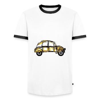 CAR - Men's Ringer Shirt - white/black - Front - AI Model Female 172 light (172cm) & AI Model Male 178 dark (178cm)