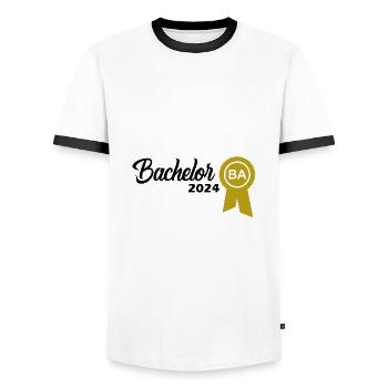 Baccalauréat 2024 Diplôme d’études supérieures - T-shirt contrasté Homme - blanc/noir - Devant - AI Model Female 172 light (172cm) & AI Model Male 178 dark (178cm)