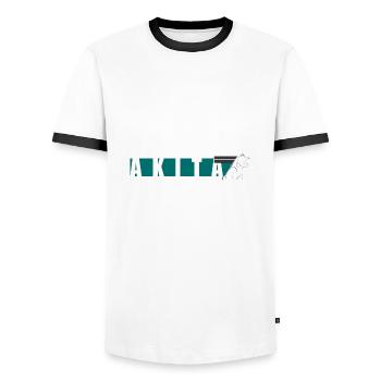 Akita Inu Design - Männer Kontrast-T-Shirt - Weiß/Schwarz - Vorne - AI Model Female 172 light (172cm) & AI Model Male 178 dark (178cm)