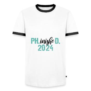 Docteur 2024 Graduation Philistin Dissertation Phd - T-shirt contrasté Homme - blanc/noir - Devant - AI Model Female 172 light (172cm) & AI Model Male 178 dark (178cm)