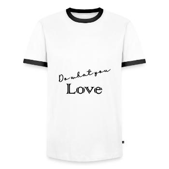VALENTINE'S DAY,BACHELORETTE PARTY,I LOVE YOU,I LOVE YOU,LOVE - Men's Ringer Shirt - white/black - Front - AI Model Female 172 light (172cm) & AI Model Male 178 dark (178cm)