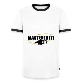 Master 2024 Master's Degree Graduation Doctorate - Men's Ringer Shirt - white/black - Front - AI Model Female 172 light (172cm) & AI Model Male 178 dark (178cm)