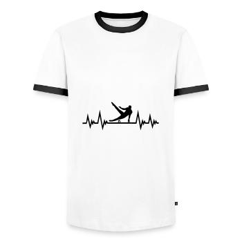 Gymnastique battement de cœur, gymnase ECG Pouls - T-shirt contrasté Homme - blanc/noir - Devant - AI Model Female 172 light (172cm) & AI Model Male 178 dark (178cm)