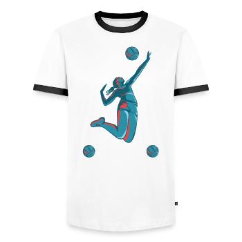Volley volley beach volley plage Sport - T-shirt contrasté Homme - blanc/noir - Devant - AI Model Female 172 light (172cm) & AI Model Male 178 dark (178cm)