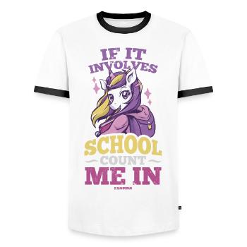 Unicorn girl loves school Enrollment - Men's Ringer Shirt - white/black - Front - AI Model Female 172 light (172cm) & AI Model Male 178 dark (178cm)