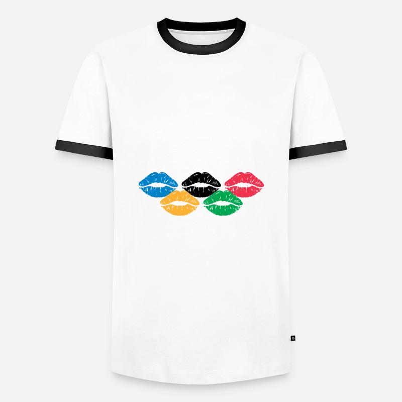 Lips - Men's Ringer Shirt - white/black