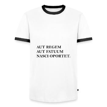 either you are black as a king - Men's Ringer Shirt - white/black - Front - AI Model Female 172 light (172cm) & AI Model Male 178 dark (178cm)