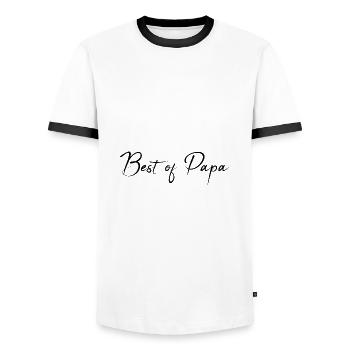 ALLES GUTE ZUM GEBURTSTAG, PAPA. PAPA. VATERTAG. VATER - Männer Kontrast-T-Shirt - Weiß/Schwarz - Vorne - AI Model Female 172 light (172cm) & AI Model Male 178 dark (178cm)