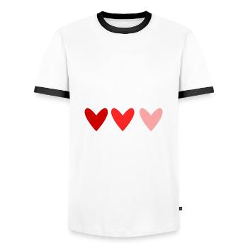 MUTTERTAG. SCHÖNEN MUTTERTAG. MAMA. HERZ - Männer Kontrast-T-Shirt - Weiß/Schwarz - Vorne - AI Model Female 172 light (172cm) & AI Model Male 178 dark (178cm)