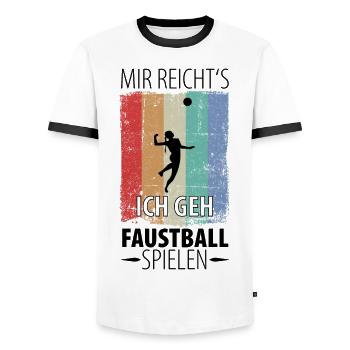 Faustball Faustballer Faustballspieler - Männer Kontrast-T-Shirt - Weiß/Schwarz - Vorne - AI Model Female 172 light (172cm) & AI Model Male 178 dark (178cm)