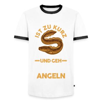 Angeln Angler Aal - Männer Kontrast-T-Shirt - Weiß/Schwarz - Vorne - AI Model Female 172 light (172cm) & AI Model Male 178 dark (178cm)