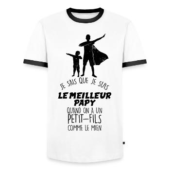 Meilleur Papy Et Petit Fils - T-shirt contrasté Homme - blanc/noir - Devant - AI Model Female 172 light (172cm) & AI Model Male 178 dark (178cm)