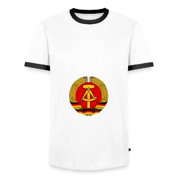 Ostdeutschland Ossi Deutschland DDR - Männer Kontrast-T-Shirt - Weiß/Schwarz - Vorne - AI Model Female 172 light (172cm) & AI Model Male 178 dark (178cm)