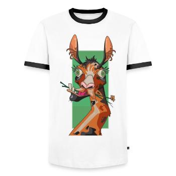 Girafe - Männer Kontrast-T-Shirt - Weiß/Schwarz - Vorne - AI Model Female 172 light (172cm) & AI Model Male 178 dark (178cm)