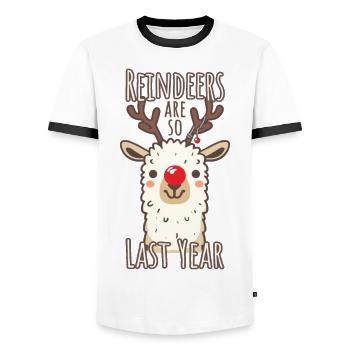 Lama Alpaka Weihnachten Spruch - Männer Kontrast-T-Shirt - Weiß/Schwarz - Vorne - AI Model Female 172 light (172cm) & AI Model Male 178 dark (178cm)