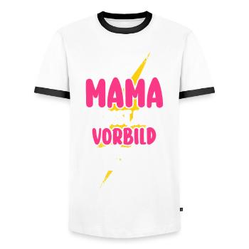 Mom Mother's Day Mom - Men's Ringer Shirt - white/black - Front - AI Model Female 172 light (172cm) & AI Model Male 178 dark (178cm)