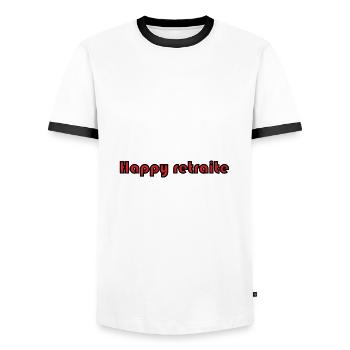 RETRAITE. RETRAITE. RETRAITEE. SENIOR. MAMIE. PAPY - T-shirt contrasté Homme - blanc/noir - Devant - AI Model Female 172 light (172cm) & AI Model Male 178 dark (178cm)