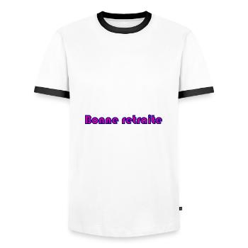RETRAITE. RETRAITE. RETRAITEE. RETRAITE - T-shirt contrasté Homme - blanc/noir - Devant - AI Model Female 172 light (172cm) & AI Model Male 178 dark (178cm)