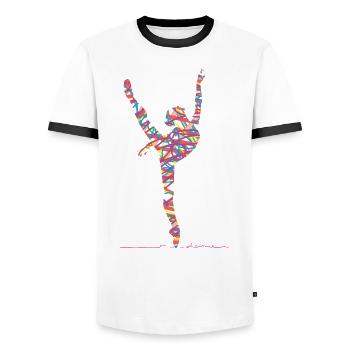 Ballet Tanzen - Männer Kontrast-T-Shirt - Weiß/Schwarz - Vorne - AI Model Female 172 light (172cm) & AI Model Male 178 dark (178cm)