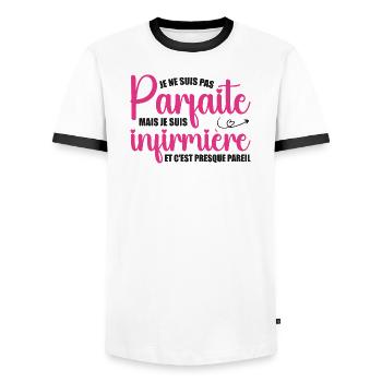 I'm not perfect, I'm a nurse - Men's Ringer Shirt - white/black - Front - AI Model Female 172 light (172cm) & AI Model Male 178 dark (178cm)
