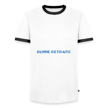 RETRAITE. RETRAITE. RETRAITEE. SENIOR. MAMIE. PAPY - T-shirt contrasté Homme - blanc/noir - Devant - AI Model Female 172 light (172cm) & AI Model Male 178 dark (178cm)