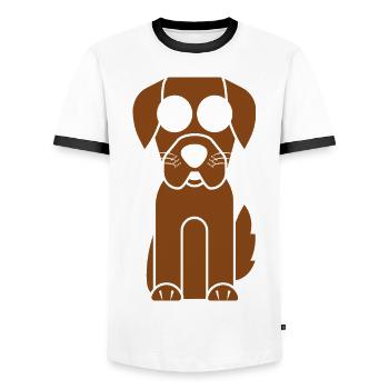 Hund Hund - Männer Kontrast-T-Shirt - Weiß/Schwarz - Vorne - AI Model Female 172 light (172cm) & AI Model Male 178 dark (178cm)