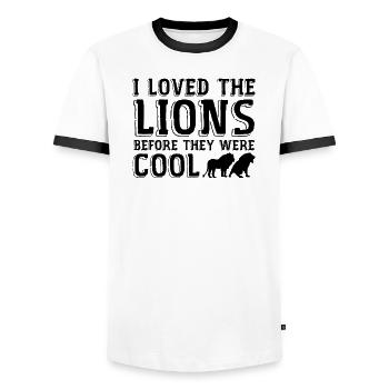 i loved lions before they were cool - Men's Ringer Shirt - white/black - Front - AI Model Female 172 light (172cm) & AI Model Male 178 dark (178cm)