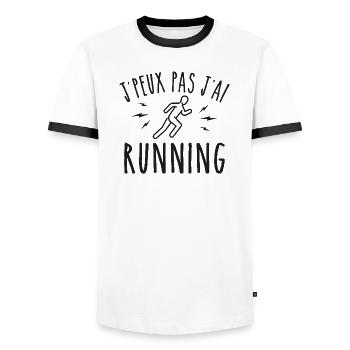 running je peux pas j'ai running coureur - T-shirt contrasté Homme - blanc/noir - Devant - AI Model Female 172 light (172cm) & AI Model Male 178 dark (178cm)