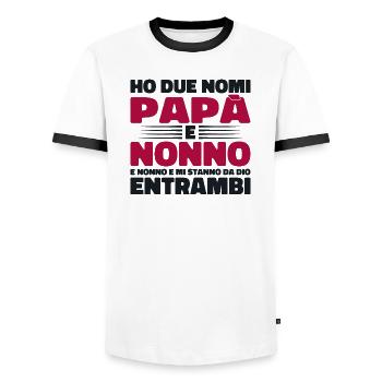 Papa und Opa - Männer Kontrast-T-Shirt - Weiß/Schwarz - Vorne - AI Model Female 172 light (172cm) & AI Model Male 178 dark (178cm)