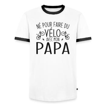né pour faire du vélo avec papa - T-shirt contrasté Homme - blanc/noir - Devant - AI Model Female 172 light (172cm) & AI Model Male 178 dark (178cm)