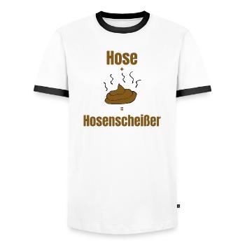 Hose Scheißer Geschenk provokant Hosenscheißer Kot - Männer Kontrast-T-Shirt - Weiß/Schwarz - Vorne - AI Model Female 172 light (172cm) & AI Model Male 178 dark (178cm)