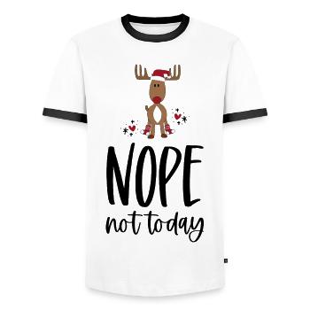 Drôle d’orignal pour Noël - T-shirt contrasté Homme - blanc/noir - Devant - AI Model Female 172 light (172cm) & AI Model Male 178 dark (178cm)