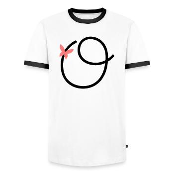 Lettre O Papillon Lettre - T-shirt contrasté Homme - blanc/noir - Devant - AI Model Female 172 light (172cm) & AI Model Male 178 dark (178cm)