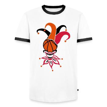 Basketball Ball Joker sport1 - Männer Kontrast-T-Shirt - Weiß/Schwarz - Vorne - AI Model Female 172 light (172cm) & AI Model Male 178 dark (178cm)