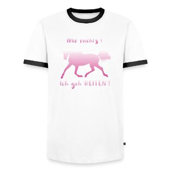 That's enough for me, I go riding horses saying funny - Men's Ringer Shirt - white/black - Front - AI Model Female 172 light (172cm) & AI Model Male 178 dark (178cm)