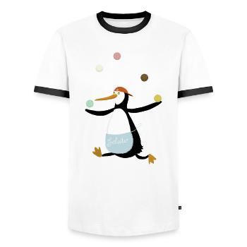 Pinguin jongliert Eis - Männer Kontrast-T-Shirt - Weiß/Schwarz - Vorne - AI Model Female 172 light (172cm) & AI Model Male 178 dark (178cm)