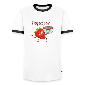 Perfect pair - Men's Ringer Shirt - white/black - Front - AI Model Female 172 light (172cm) & AI Model Male 178 dark (178cm)